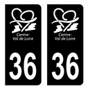 Autocollant Plaque d'immatriculation Voiture Département 36 Noir