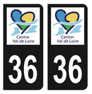 Autocollant Plaque d'immatriculation Voiture Département 36 Noir