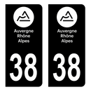 Autocollant Plaque d'immatriculation Voiture Département 38 Noir