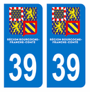 Autocollant Plaque d'immatriculation Voiture Département 39 Nouveau Modèle