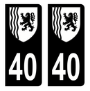 Autocollant Plaque d'immatriculation Voiture Département 40 Noir