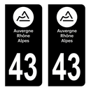 Autocollant Plaque d'immatriculation Voiture Département 43 Noir
