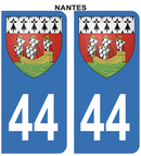 Autocollant Stickers plaque d'immatriculation voiture 44 blason Nantes