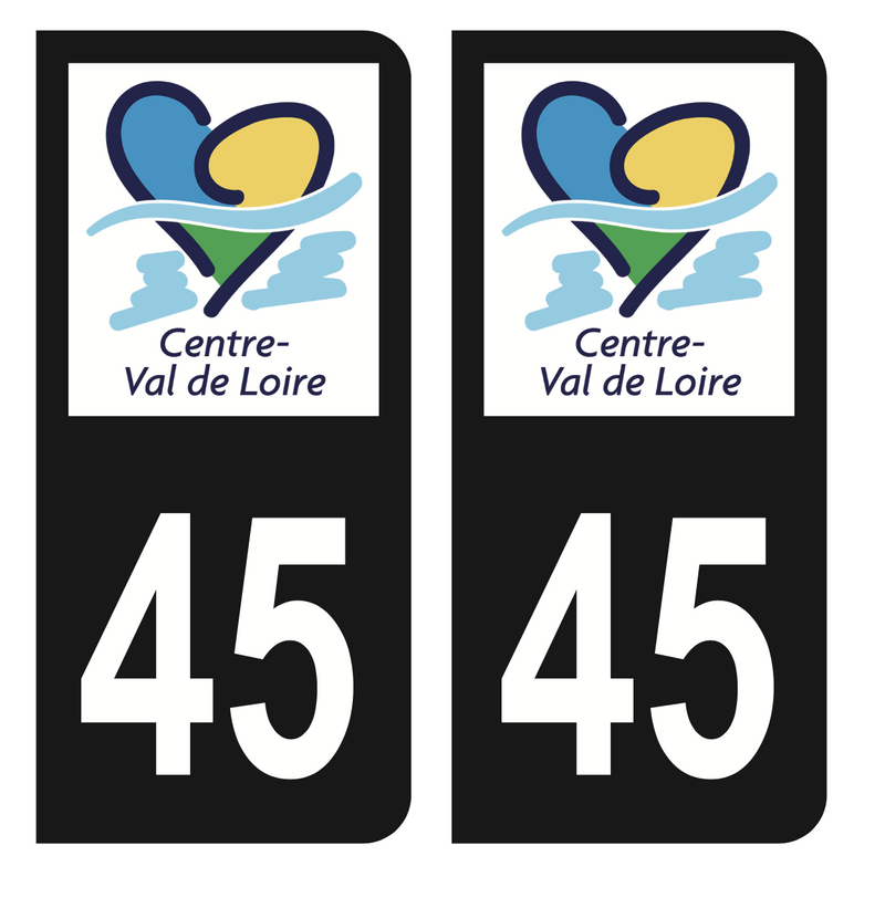 Autocollants Stickers plaque immatriculation voiture auto département 94  Val-de-Marne Logo Région Ile-de-France Full Noir Lot de 2