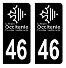 Autocollant Plaque d'immatriculation Voiture Département 46 Noir