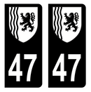 Autocollant Plaque d'immatriculation Voiture Département 47