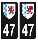 Autocollant Plaque d'immatriculation Voiture Département 47 Noir