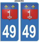 Autocollant Stickers plaque d'immatriculation voiture 49 blason Angers