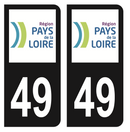 Autocollant Plaque d'immatriculation Voiture Département 49 Noir
