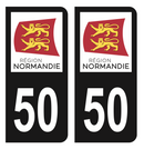 Autocollant Plaque d'immatriculation Voiture Département 50 Noir