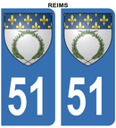 Autocollant Stickers plaque d'immatriculation voiture 51 blason Reims