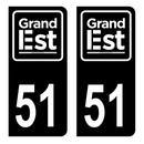 Autocollant Plaque d'immatriculation Voiture Département 51 Noir