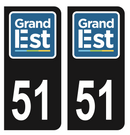 Autocollant Plaque d'immatriculation Voiture Département 51 Noir