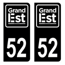 Autocollant Plaque d'immatriculation Voiture Département 52 Noir