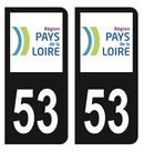 Autocollant Plaque d'immatriculation Voiture Département 53 Noir