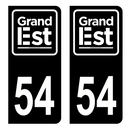 Autocollant Plaque d'immatriculation Voiture Département 54 Noir
