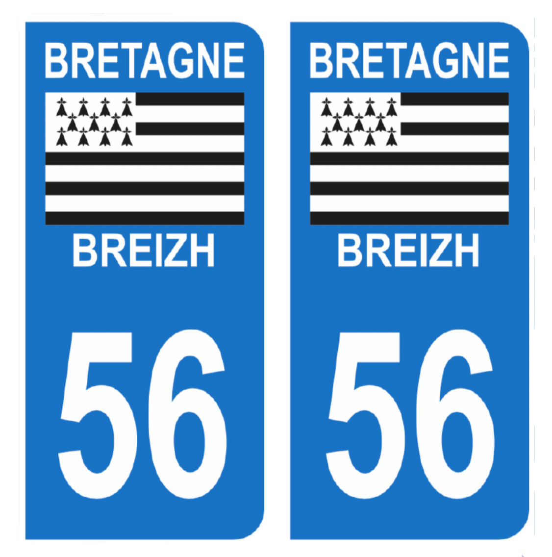 Autocollants Plaque d'immatriculation département 56 Morbihan