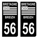 Autocollant Plaque d'immatriculation Voiture Département 56 Noir