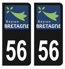 Autocollant Plaque d'immatriculation Voiture Département 56 Noir