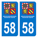 Autocollant Plaque d'immatriculation Voiture Département 58 Nouveau Modèle