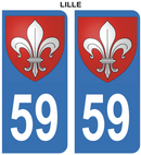Autocollant Stickers plaque d'immatriculation voiture 59 blason Lille