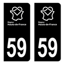 Autocollant Plaque d'immatriculation Voiture Département 59