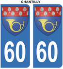 Autocollant Stickers plaque d'immatriculation voiture 60 blason Chantilly