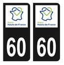Autocollant Plaque d'immatriculation Voiture Département 60 Noir