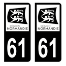 Autocollant Plaque d'immatriculation Voiture Département 61