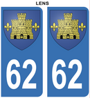 Autocollant Stickers plaque d'immatriculation voiture 62 blason Lens