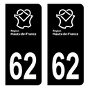 Autocollant Plaque d'immatriculation Voiture Département 62