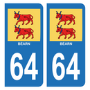 Autocollant Plaque d'immatriculation Voiture 64 Béarn