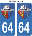 Autocollant Stickers plaque d'immatriculation voiture 64 blason St Jean de Luz