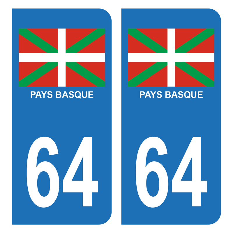 Autocollant Plaque d'immatriculation Voiture 64 Pays Basque
