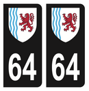 Autocollant Plaque d'immatriculation Voiture Département 64