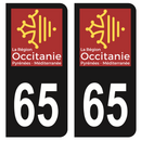 Autocollant Plaque d'immatriculation Voiture Département 65 Noir