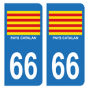 Autocollant Plaque d'immatriculation Voiture 66 Drapeau Catalan