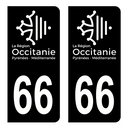 Autocollant Plaque d'immatriculation Voiture Département 66 Noir