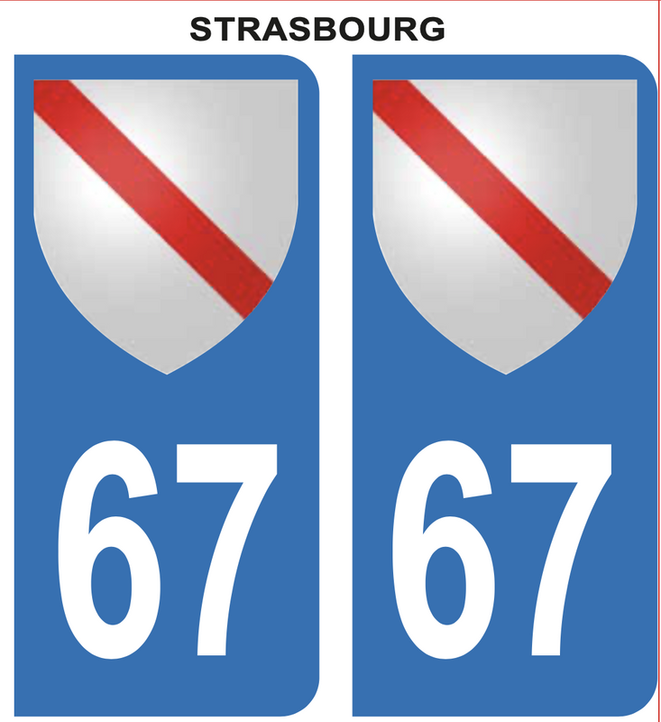 Autocollant Stickers plaque d'immatriculation voiture 67 blason Strasbourg