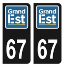 Autocollant Plaque d'immatriculation Voiture Département 67 Noir