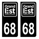 Autocollant Plaque d'immatriculation Voiture Département 68 Noir
