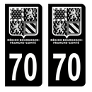 Autocollant Plaque d'immatriculation Voiture Département 70 Noir