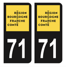 Autocollant Plaque d'immatriculation Voiture Département 71