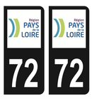 Autocollant Plaque d'immatriculation Voiture Département 72 Noir