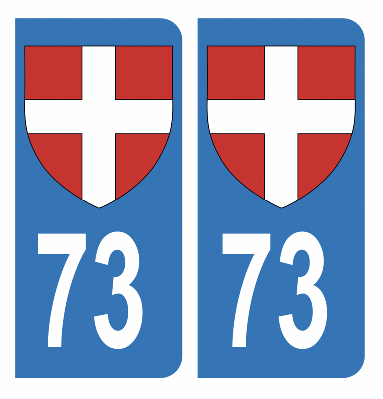 Autocollants Plaques Immatriculation 73 Savoie – Lot De 2 Stickers Noirs, Dimensions 10x4,5 Cm - 9