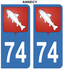 Autocollant Stickers plaque d'immatriculation voiture 74 blason Annecy