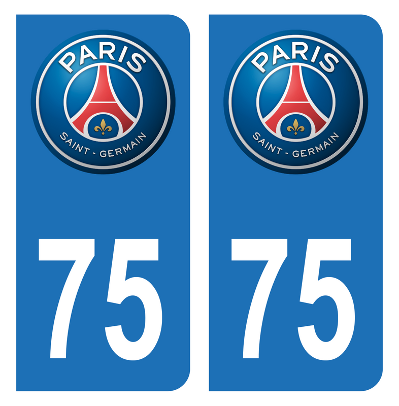 Autocollant Plaque d'immatriculation 75 Club PSG Paris Noir