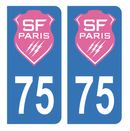 Autocollant Plaque d'immatriculation 75 Stade Français Paris