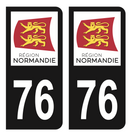 Autocollant Plaque d'immatriculation Voiture Département 76 Noir