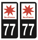 Autocollant Plaque d'immatriculation Voiture Département 77 Noir